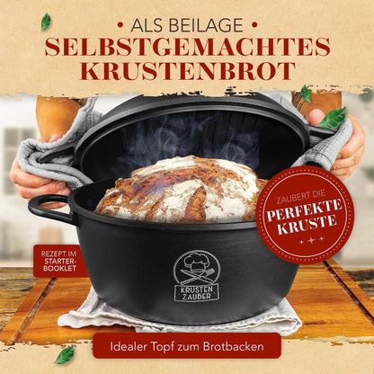 KRUSTENZAUBER 28cm Aluguss Bräter - Induktion mit Glasdeckel 6L