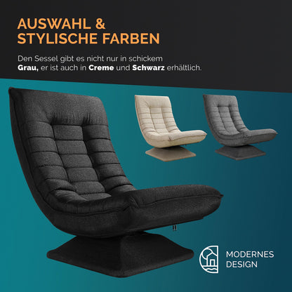 Casaria® verstellbarer Boden-Lounge-Sessel – drehbar, schwarz