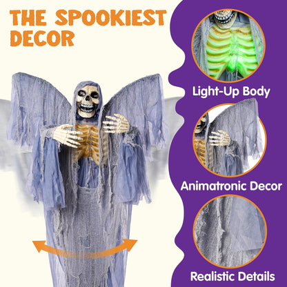 JOYIN Sensenmann Geist Halloween Deko - Animatronic mit Flügeln 160cm