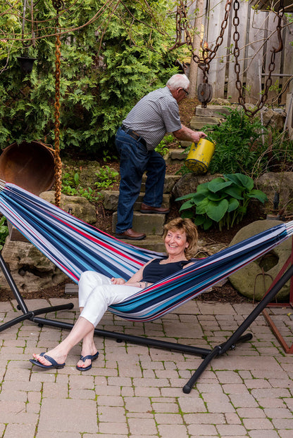Vivere Hängematte mit Gestell - Denim Doppel Baumwolle