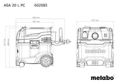 metabo ASA 20 L PC Allessauger - Nass-/Trockensauger 20 Liter