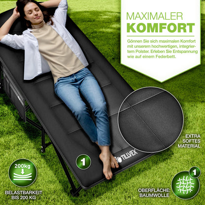 tillvex Campingbett klappbar, Feldbett mit Tragetasche bis 200 kg
