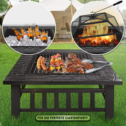 KESSER® Feuerstelle 3in1 mit Grillrost & Schutzhülle 82x82cm