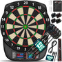RE:SPORT Elektronische Dartscheibe Set mit 12 Pfeilen, LED-Anzeige und breitem Fangring