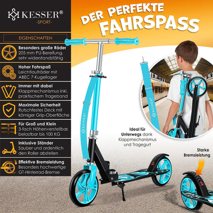 KESSER® Klappscooter Cityroller für jedes Alter - Dino Türkis