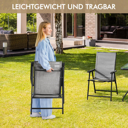 Yaheetech Gartenstühle 4er Set, klappbare Hochlehner bis 150 kg, Grau