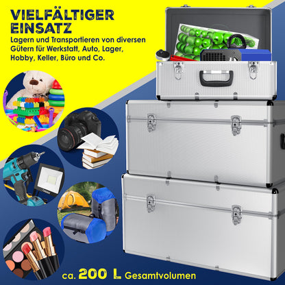 Masko 3er Set Alu Boxen – Transport-, Werkzeug- & Lagerkisten