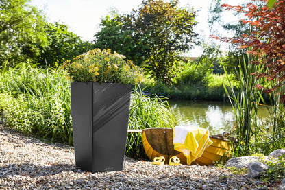 LECHUZA CUBICO Color 40 Blumenkübel mit Bewässerung - Schiefergrau