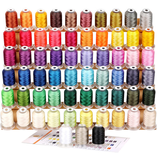 New brothread Maschinenstickgarn Set 63 Farben Polyester 500 m, 63 Spulen in verschiedenen Farben für Stickmaschinen