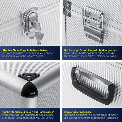 Masko 3er Set Alu Boxen – Transport-, Werkzeug- & Lagerkisten