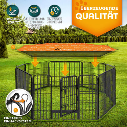 TRESKO Welpenlaufstall 80cm hoch – 8-teilig faltbar, mit Tür