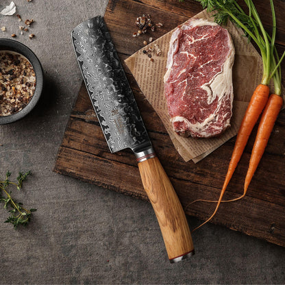 Wakoli Olive HS Damastmesser Nakiri 17cm Olivenholz