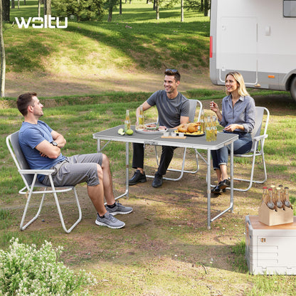 WOLTU Campingtisch Klapptisch 120 x 60 cm, höhenverstellbar, Grau