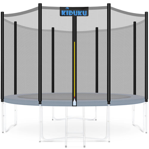 KIDUKU Trampolin Ersatznetz Sicherheitsnetz Ø 366 cm, 8 Stangen – Polyethylen-Netz mit Reissverschluss