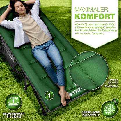 tillvex Campingbett klappbar, Feldbett bis 280 kg mit Tragetasche