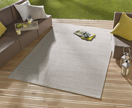 NORTHRUGS Coin In- & Outdoor Teppich - Grau 240x340cm Wetterfest. Rechteckiger, grauer Teppich schützt und dekoriert Böden innen wie außen.
