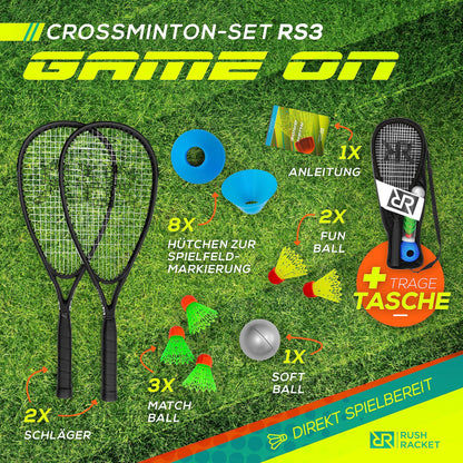 Rush Racket RS3 Speed Badminton Set 5-teilig mit Tragetasche