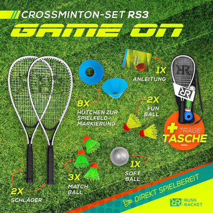 Rush Racket RS3 Speed Badminton Set 5-teilig mit Tragetasche