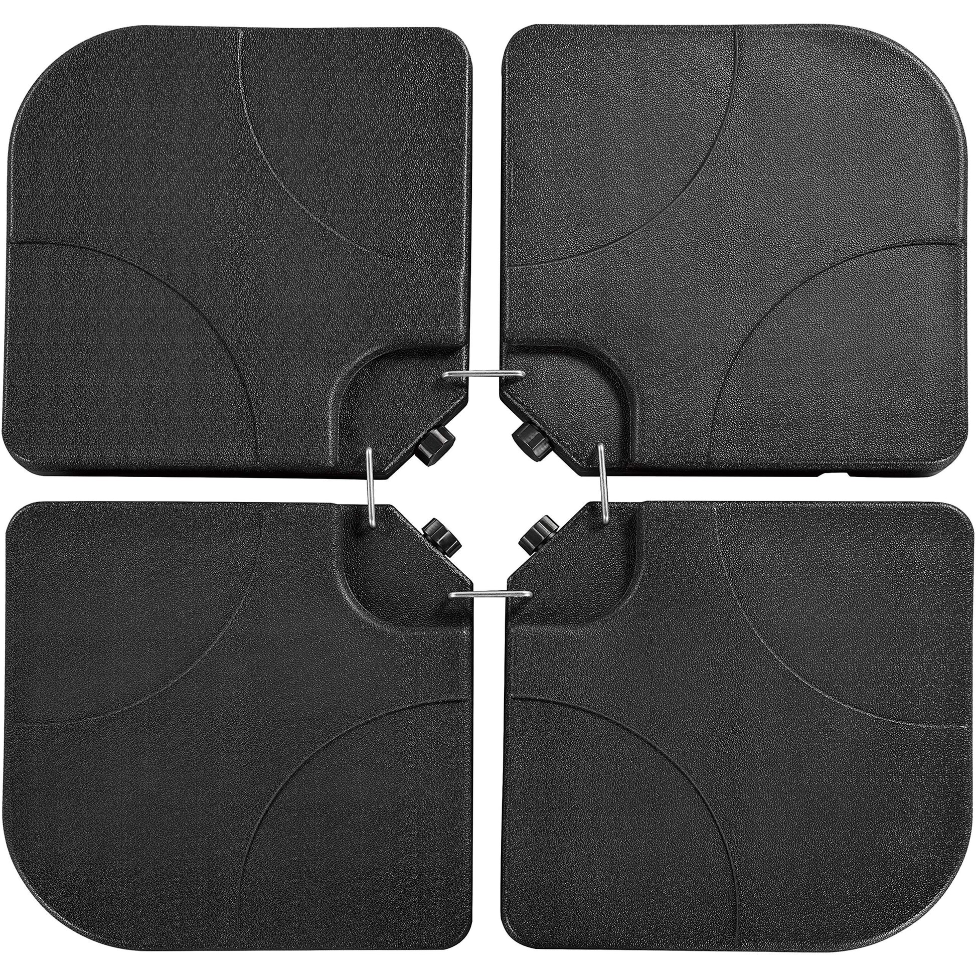 Yaheetech Sonnenschirmständer 4-teilig, Ampelschirmständer befüllbar, schwarzer HDPE-Kunststoff, für Bodenkreuz