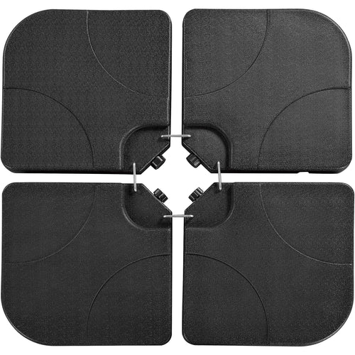 Yaheetech Sonnenschirmständer 4-teilig, Ampelschirmständer befüllbar, schwarzer HDPE-Kunststoff, für Bodenkreuz